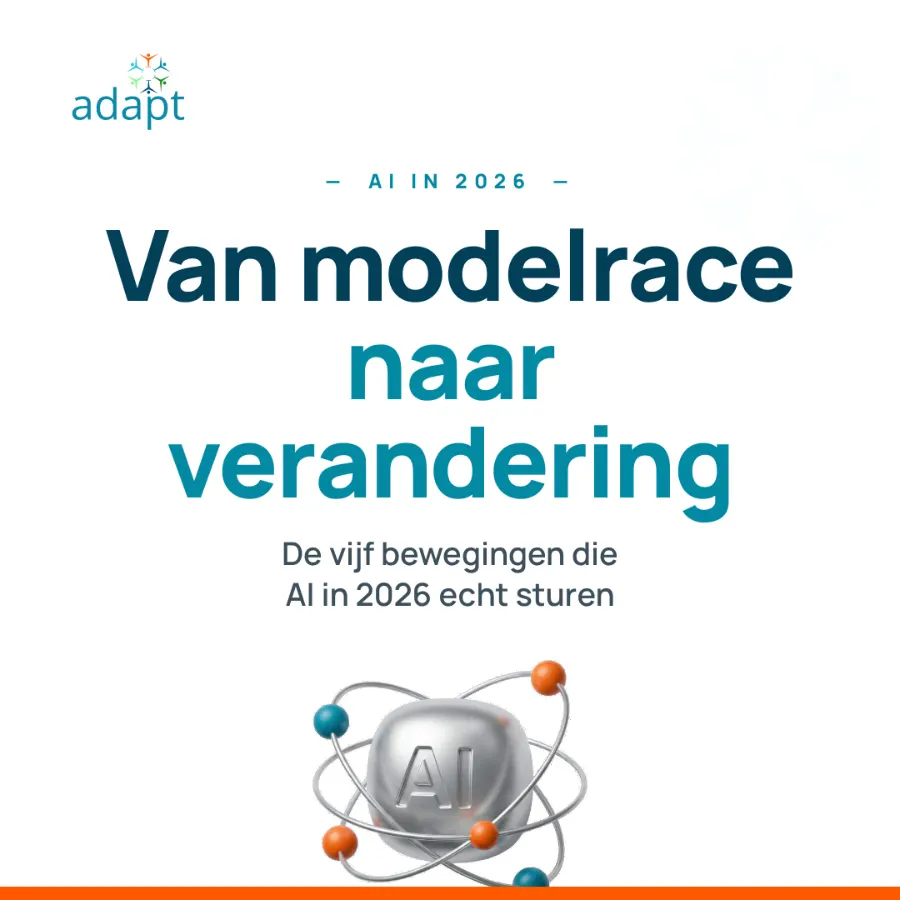 AI in 2026 — cover: van modelrace naar verandering