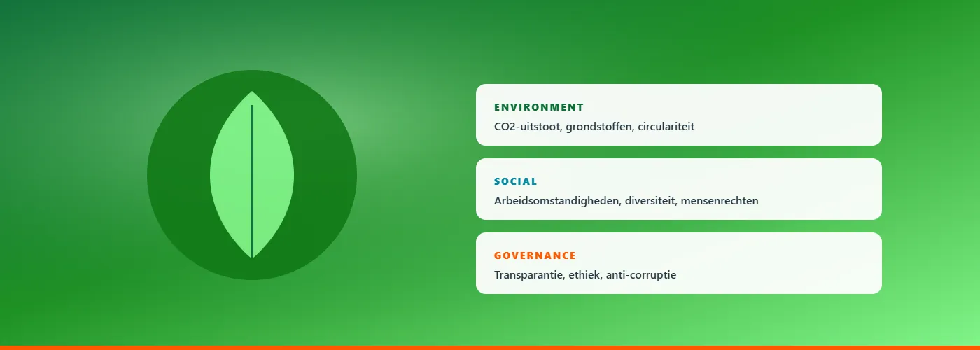 De drie ESG-pijlers: Environment, Social en Governance
